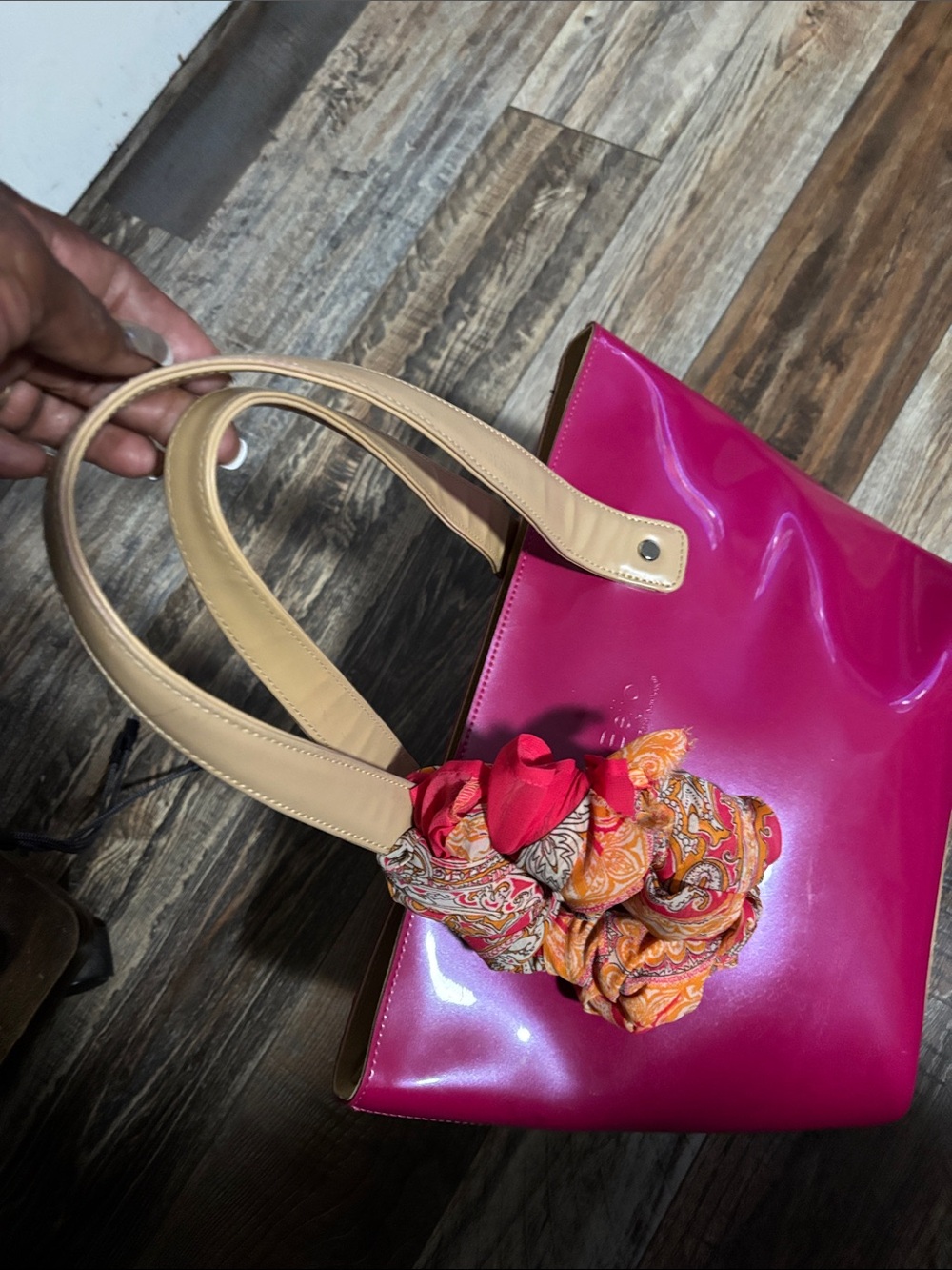 Beijo Pink and Tan Tote Bag